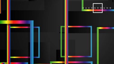 Vektör Modern Soyut Kareler Arka Planlar . siyah ve gökkuşağı renk degradesi ile. eps 10 şablonu