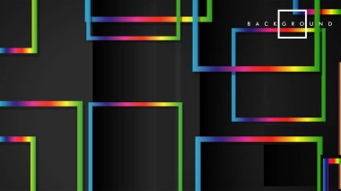 Vektör Modern Soyut Kareler Arka Planlar . siyah ve gökkuşağı renk degradesi ile. eps 10 şablonu