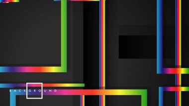 Vektör Modern Soyut Kareler Arka Planlar . siyah ve gökkuşağı renk degradesi ile. eps 10 şablonu