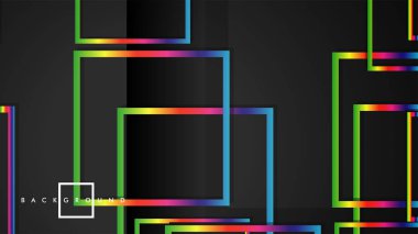 Vektör Modern Soyut Kareler Arka Planlar . siyah ve gökkuşağı renk degradesi ile. eps 10 şablonu