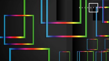 Vektör Modern Soyut Kareler Arka Planlar . siyah ve gökkuşağı renk degradesi ile. eps 10 şablonu