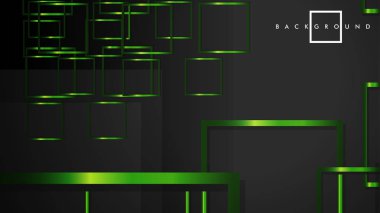 Vektör Modern Soyut Kareler Arka Planlar . siyah ve yeşil metal renk degradesi ile. eps 10 şablonu