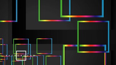 Vektör Modern Soyut Kareler Arka Planlar . siyah ve gökkuşağı renk degradesi ile. eps 10 şablonu