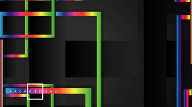 Vektör Modern Soyut Kareler Arka Planlar . siyah ve gökkuşağı renk degradesi ile. eps 10 şablonu