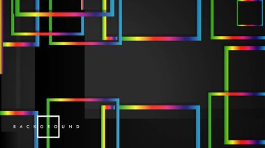 Vektör Modern Soyut Kareler Arka Planlar . siyah ve gökkuşağı renk degradesi ile. eps 10 şablonu