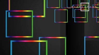 Vektör Modern Soyut Kareler Arka Planlar . siyah ve gökkuşağı renk degradesi ile. eps 10 şablonu