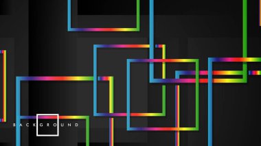 Vektör Modern Soyut Kareler Arka Planlar . siyah ve gökkuşağı renk degradesi ile. eps 10 şablonu