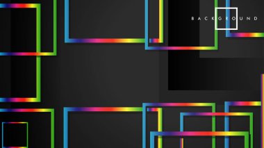 Vektör Modern Soyut Kareler Arka Planlar . siyah ve gökkuşağı renk degradesi ile. eps 10 şablonu