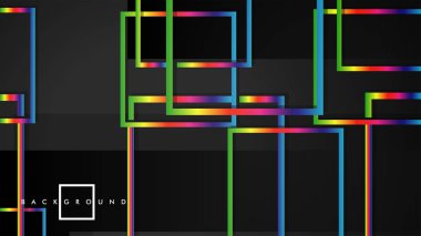 Vektör Modern Soyut Kareler Arka Planlar . siyah ve gökkuşağı renk degradesi ile. eps 10 şablonu