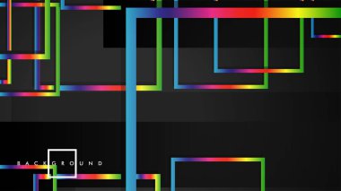 Vektör Modern Soyut Kareler Arka Planlar . siyah ve gökkuşağı renk degradesi ile. eps 10 şablonu