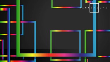 Vektör Modern Soyut Kareler Arka Planlar . siyah ve gökkuşağı renk degradesi ile. eps 10 şablonu