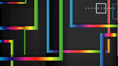 Vektör Modern Soyut Kareler Arka Planlar . siyah ve gökkuşağı renk degradesi ile. eps 10 şablonu