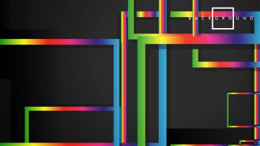 Vektör Modern Soyut Kareler Arka Planlar . siyah ve gökkuşağı renk degradesi ile. eps 10 şablonu