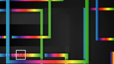 Vektör Modern Soyut Kareler Arka Planlar . siyah ve gökkuşağı renk degradesi ile. eps 10 şablonu