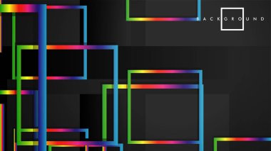 Vektör Modern Soyut Kareler Arka Planlar . siyah ve gökkuşağı renk degradesi ile. eps 10 şablonu