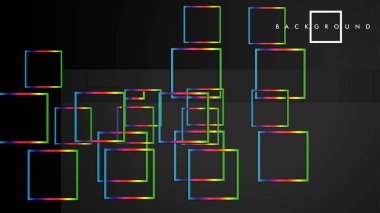 Vektör Modern Soyut Kareler Arka Planlar . siyah ve gökkuşağı renk degradesi ile. eps 10 şablonu