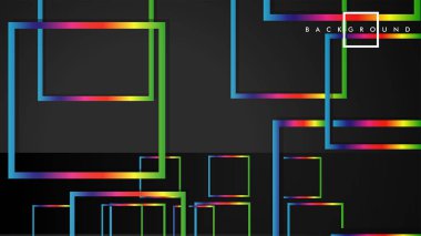 Vektör Modern Soyut Kareler Arka Planlar . siyah ve gökkuşağı renk degradesi ile. eps 10 şablonu