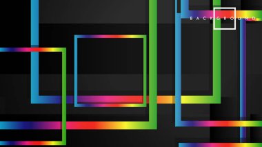 Vektör Modern Soyut Kareler Arka Planlar . siyah ve gökkuşağı renk degradesi ile. eps 10 şablonu