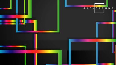 Vektör Modern Soyut Kareler Arka Planlar . siyah ve gökkuşağı renk degradesi ile. eps 10 şablonu