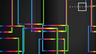 Vektör Modern Soyut Kareler Arka Planlar . siyah ve gökkuşağı renk degradesi ile. eps 10 şablonu