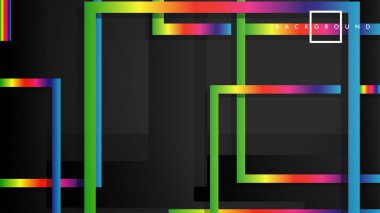 Vektör Modern Soyut Kareler Arka Planlar . siyah ve gökkuşağı renk degradesi ile. eps 10 şablonu