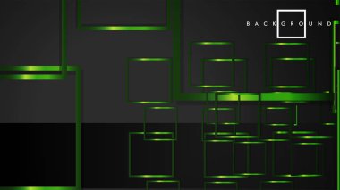 Vektör Modern Soyut Kareler Arka Planlar . siyah ve yeşil metal renk degradesi ile. eps 10 şablonu