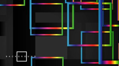 Vektör Modern Soyut Kareler Arka Planlar . siyah ve gökkuşağı renk degradesi ile. eps 10 şablonu