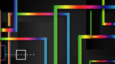 Vektör Modern Soyut Kareler Arka Planlar . siyah ve gökkuşağı renk degradesi ile. eps 10 şablonu