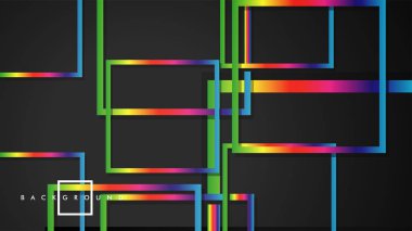 Vektör Modern Soyut Kareler Arka Planlar . siyah ve gökkuşağı renk degradesi ile. eps 10 şablonu