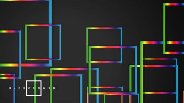 Vektör Modern Soyut Kareler Arka Planlar . siyah ve gökkuşağı renk degradesi ile. eps 10 şablonu