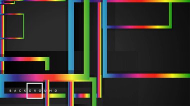 Vektör Modern Soyut Kareler Arka Planlar . siyah ve gökkuşağı renk degradesi ile. eps 10 şablonu