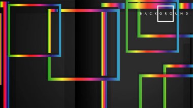 Vektör Modern Soyut Kareler Arka Planlar . siyah ve gökkuşağı renk degradesi ile. eps 10 şablonu