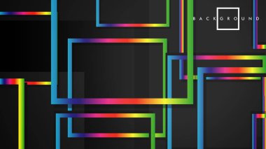 Vektör Modern Soyut Kareler Arka Planlar . siyah ve gökkuşağı renk degradesi ile. eps 10 şablonu