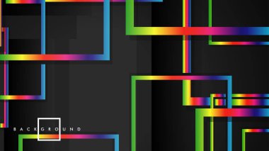 Vektör Modern Soyut Kareler Arka Planlar . siyah ve gökkuşağı renk degradesi ile. eps 10 şablonu