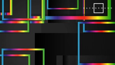 Vektör Modern Soyut Kareler Arka Planlar . siyah ve gökkuşağı renk degradesi ile. eps 10 şablonu