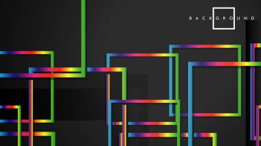 Vektör Modern Soyut Kareler Arka Planlar . siyah ve gökkuşağı renk degradesi ile. eps 10 şablonu