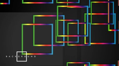 Vektör Modern Soyut Kareler Arka Planlar . siyah ve gökkuşağı renk degradesi ile. eps 10 şablonu