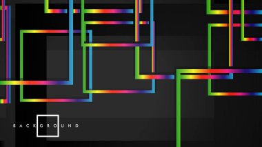 Vektör Modern Soyut Kareler Arka Planlar . siyah ve gökkuşağı renk degradesi ile. eps 10 şablonu