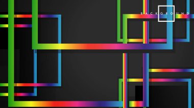 Vektör Modern Soyut Kareler Arka Planlar . siyah ve gökkuşağı renk degradesi ile. eps 10 şablonu