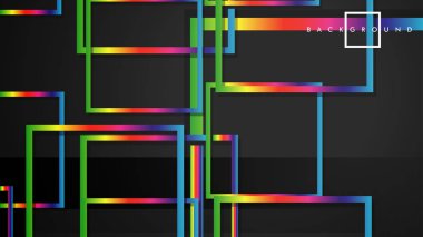 Vektör Modern Soyut Kareler Arka Planlar . siyah ve gökkuşağı renk degradesi ile. eps 10 şablonu