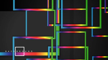 Vektör Modern Soyut Kareler Arka Planlar . siyah ve gökkuşağı renk degradesi ile. eps 10 şablonu