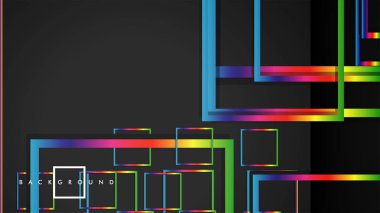 Vektör Modern Soyut Kareler Arka Planlar . siyah ve gökkuşağı renk degradesi ile. eps 10 şablonu