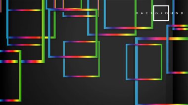Vektör Modern Soyut Kareler Arka Planlar . siyah ve gökkuşağı renk degradesi ile. eps 10 şablonu