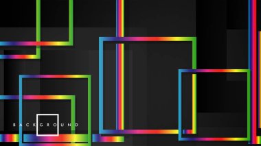 Vektör Modern Soyut Kareler Arka Planlar . siyah ve gökkuşağı renk degradesi ile. eps 10 şablonu