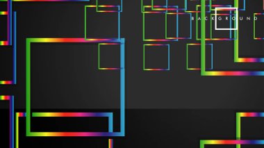 Vektör Modern Soyut Kareler Arka Planlar . siyah ve gökkuşağı renk degradesi ile. eps 10 şablonu
