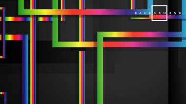 Vektör Modern Soyut Kareler Arka Planlar . siyah ve gökkuşağı renk degradesi ile. eps 10 şablonu