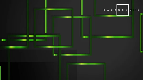 ベクトル現代抽象正方形の背景.黒と緑の金属色のグラデーションで。eps 10 テンプレート — ストックベクタ