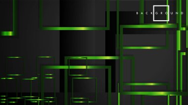Vektör Modern Soyut Kareler Arka Planlar . siyah ve yeşil metal renk degradesi ile. eps 10 şablonu