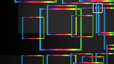 Vektör Modern Soyut Kareler Arka Planlar . siyah ve gökkuşağı renk degradesi ile. eps 10 şablonu