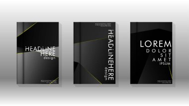 Fantezi çokgen kapak desen arka plan tasarımı. sarı üçgen çizgi